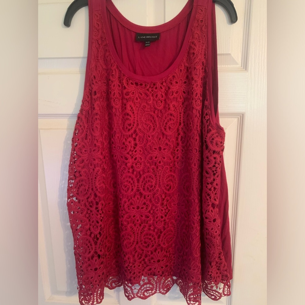 Red lace front tank, size 26/28, lane Bryant
